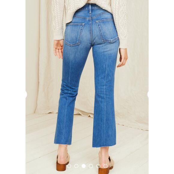 NOEND Denim Women’s Kick Flare Cropped Jeans High Rise Raw Hem Size 24 USA Boho - Picture 3 of 14